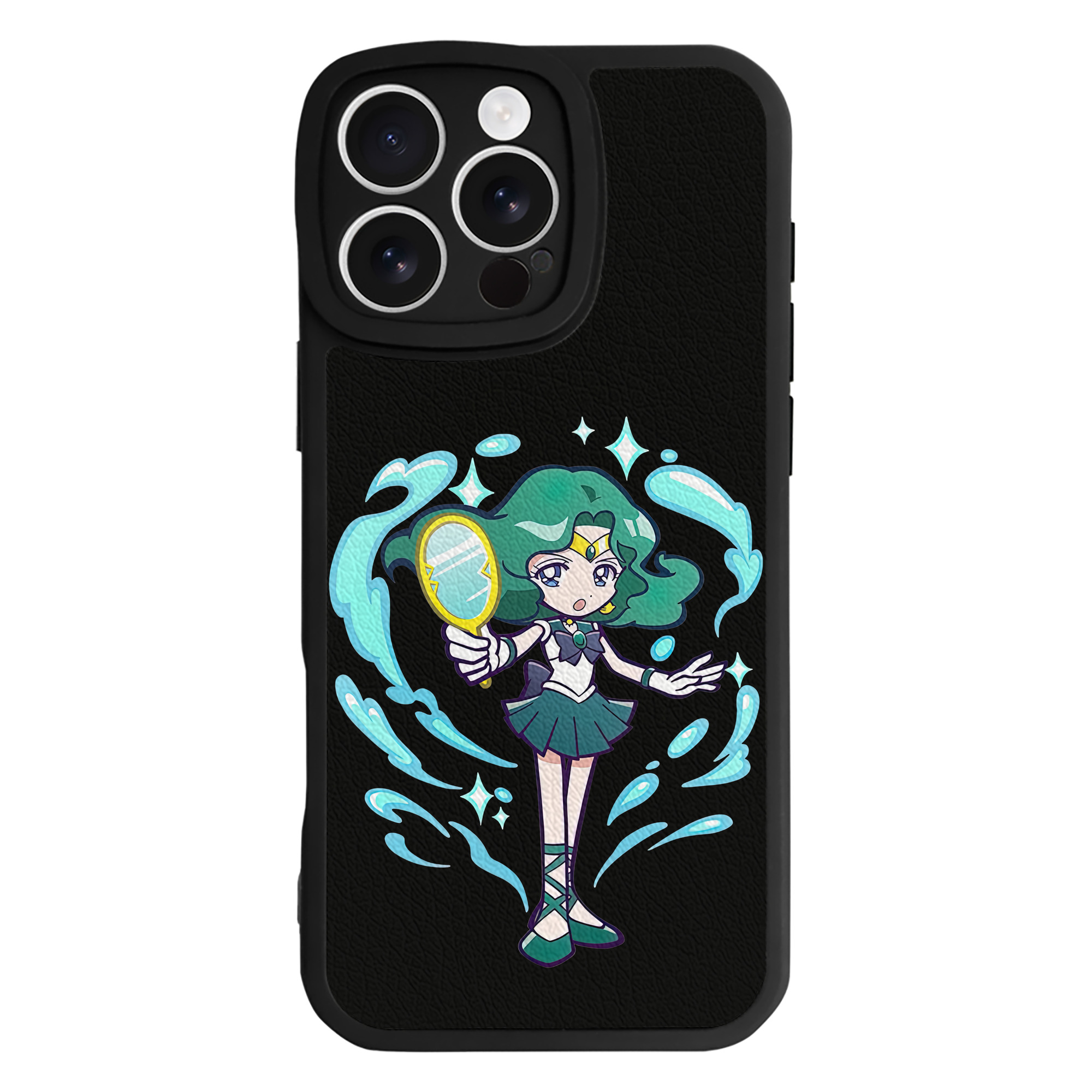 （画像用） 美少女戦士セーラームーン 海王 みちる（かいおう みちる） Sailor Moon Kaiou Michiru 【iPhone 16シリーズ対応】シリコンスマホケース（レザー調） 材質：シリコン